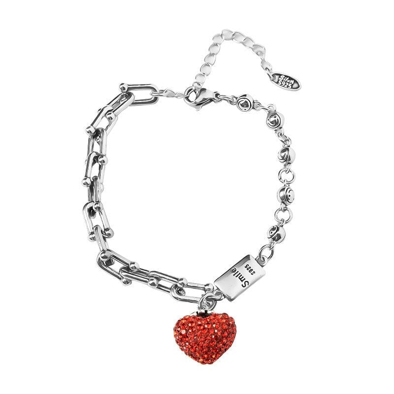 Thai Silver & Zirconia Bedazzled Strawberry Bracelet