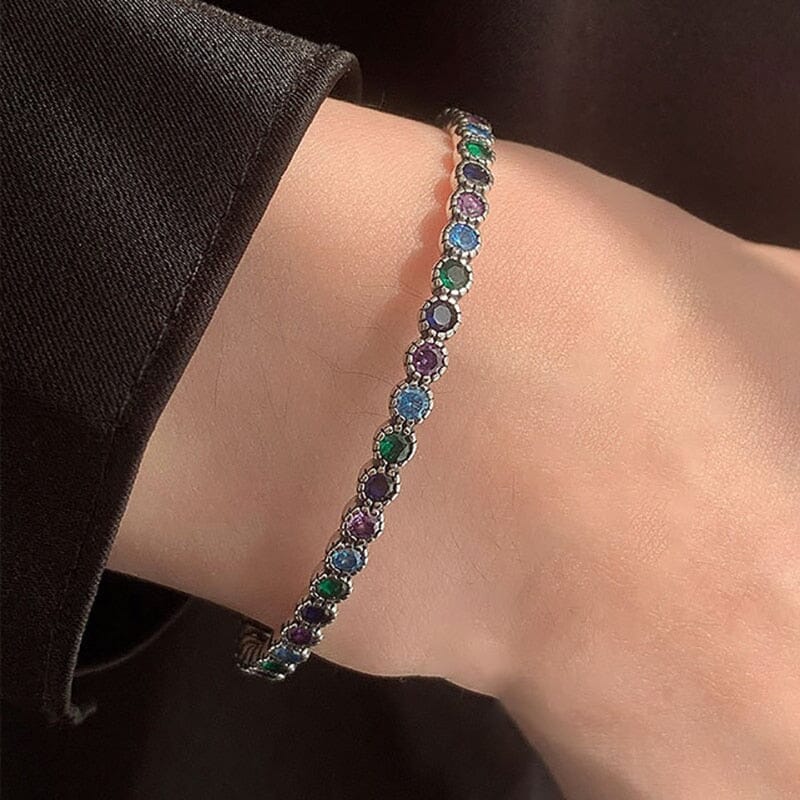 Multi Colored Thai Silver Zirconia Bangle