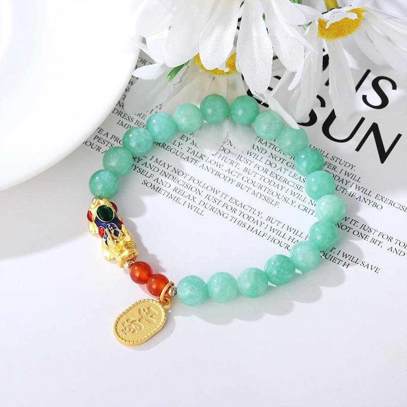 Natural Stone Pixiu Feng Shui Luck Bracelet