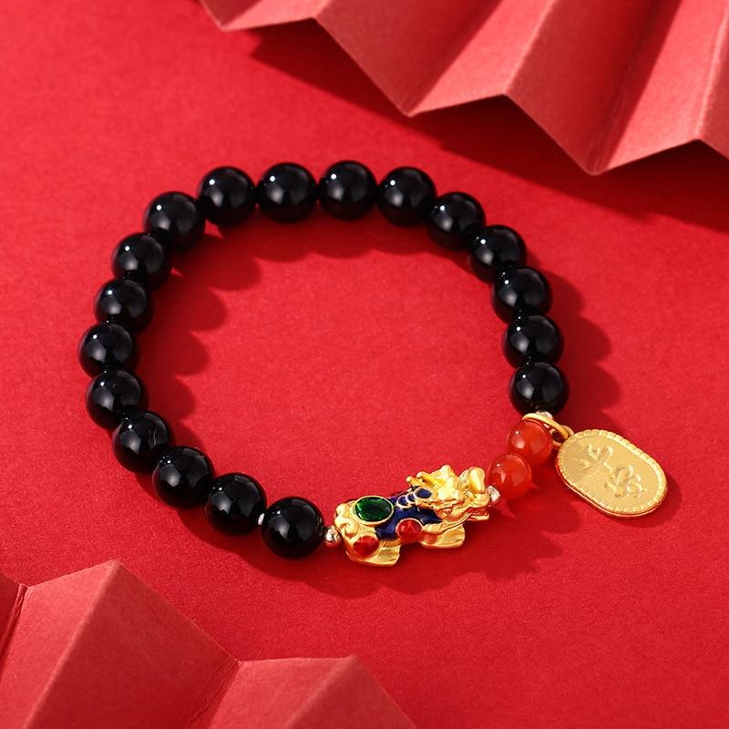 Natural Stone Pixiu Feng Shui Luck Bracelet