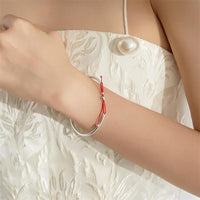 Thumbnail for Darling Sterling Silver Red Rope Bow Bangle