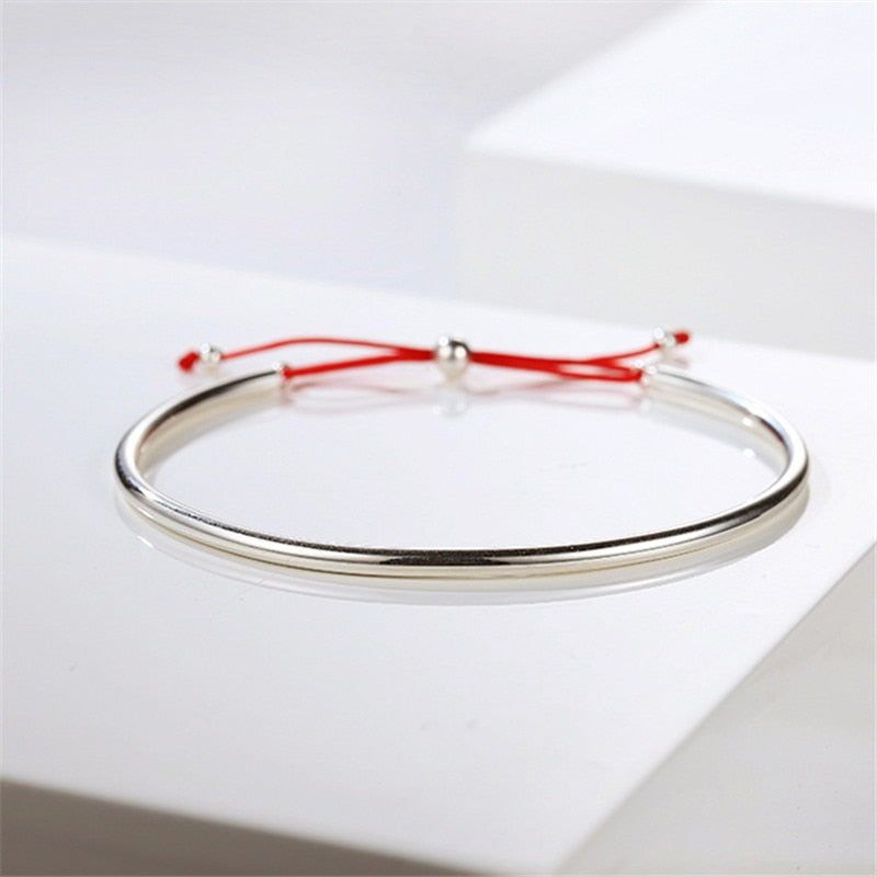 Darling Sterling Silver Red Rope Bow Bangle