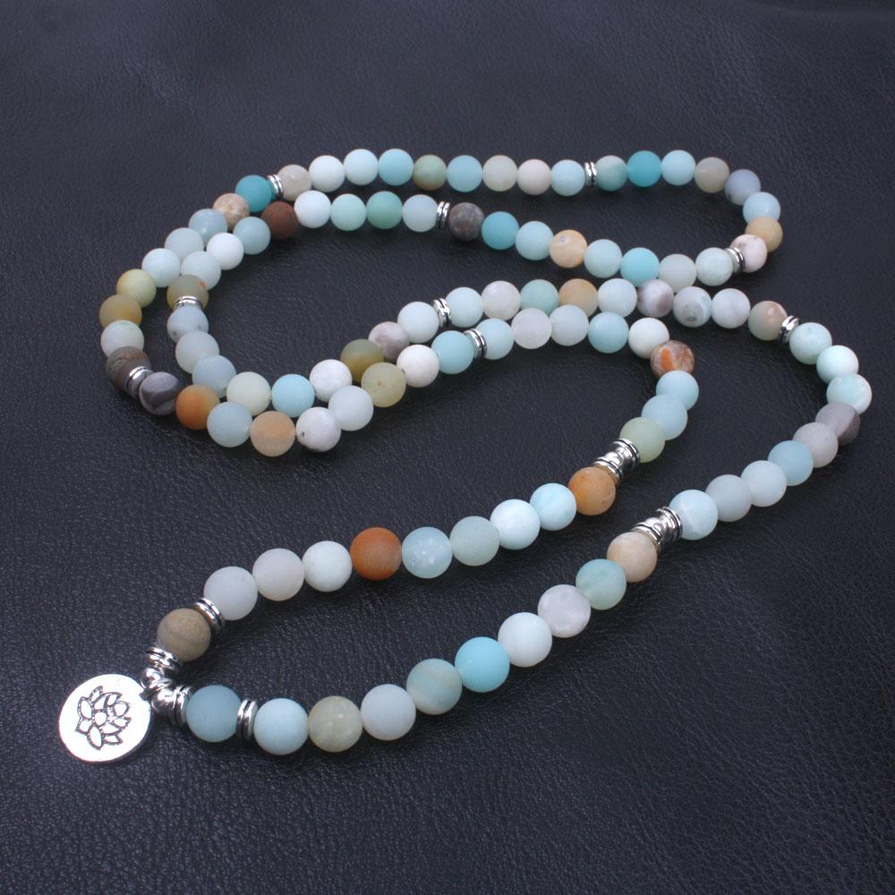 Frosted Natural Amazonite Beads Mala