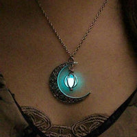 Thumbnail for Luminous Stone Crescent Moon Pendant Necklace