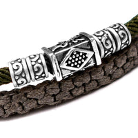 Thumbnail for Tibetan Men's Hand Tied Rope 2/pc PEACE Bracelet with Sterling Silver Ethnic Accents