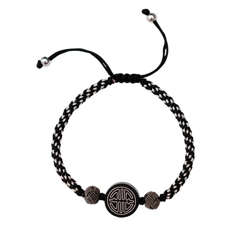 Hand-Woven Tibetan Rope Bracelet with Auspicious ETERNAL KNOT Charm