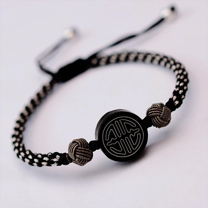 Hand-Woven Tibetan Rope Bracelet with Auspicious ETERNAL KNOT Charm