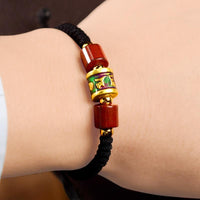 Thumbnail for Jade & Stone PURE SILVER Ethnic Tibetan Thermochromic  OM Mantra Cylindrical Bead AWARENESS Bracelet