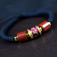 Thumbnail for Jade & Stone PURE SILVER Ethnic Tibetan Thermochromic  OM Mantra Cylindrical Bead AWARENESS Bracelet