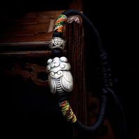 Thumbnail for Ethnic Tibetan 925 Silver Cicada TRANSFORMATION Rope Bracelet