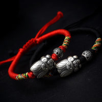 Thumbnail for Ethnic Tibetan 925 Silver Cicada TRANSFORMATION Rope Bracelet