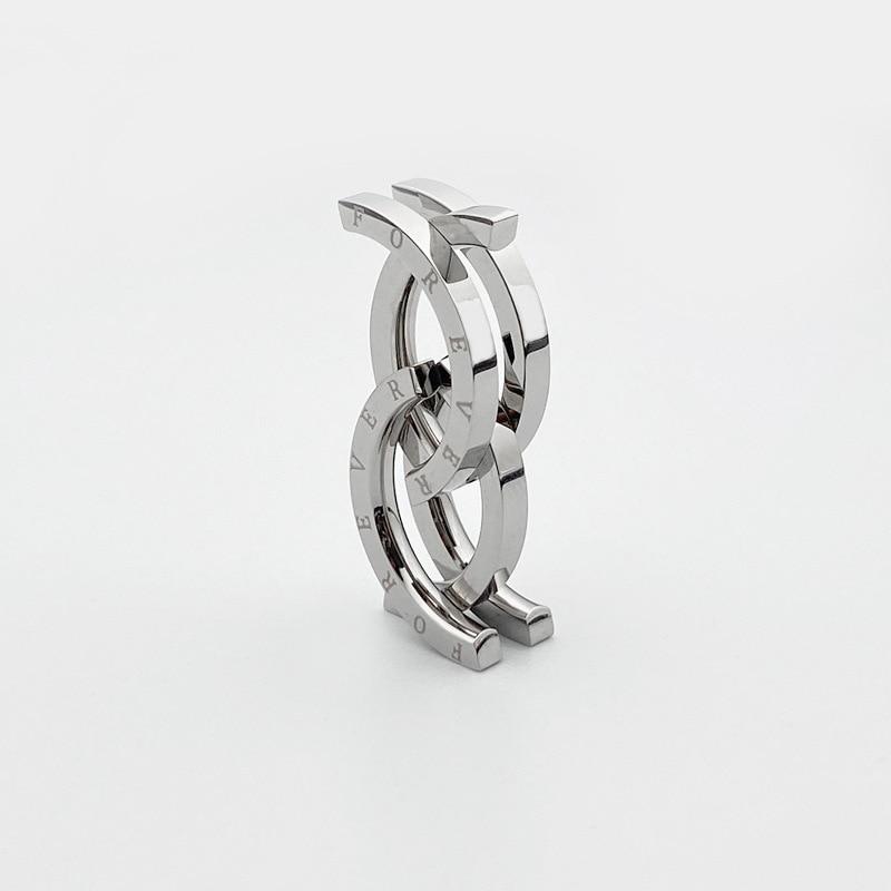 Unique Stainless Steel 'FOREVER' Kissing Fish TRANSFORMING RING to NECKLACE - Steel Chain included