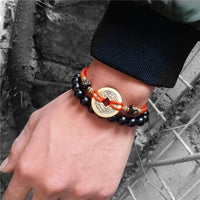 Thumbnail for Ancient Coin Red Rope & Ebony Wood Bead 2 Pc Bracelet Set