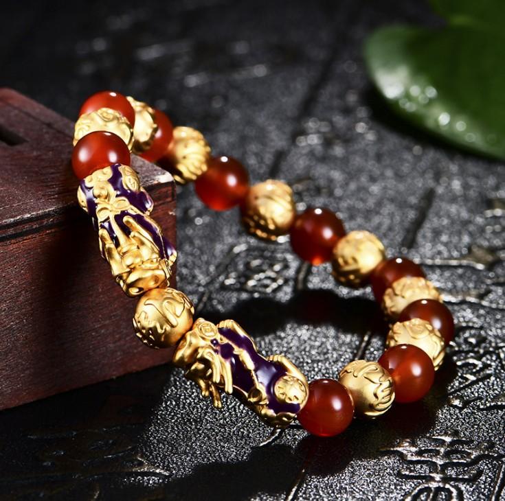 DOUBLE ABUNDANCE PI XIU & Red Onyx Feng Shui Bracelet