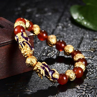 Thumbnail for DOUBLE ABUNDANCE PI XIU & Red Onyx Feng Shui Bracelet