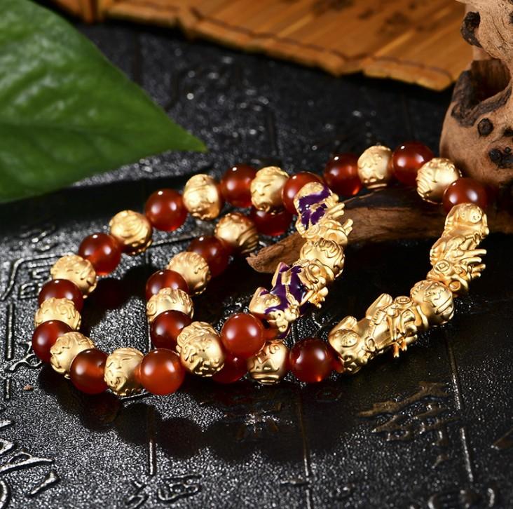 DOUBLE ABUNDANCE PI XIU & Red Onyx Feng Shui Bracelet