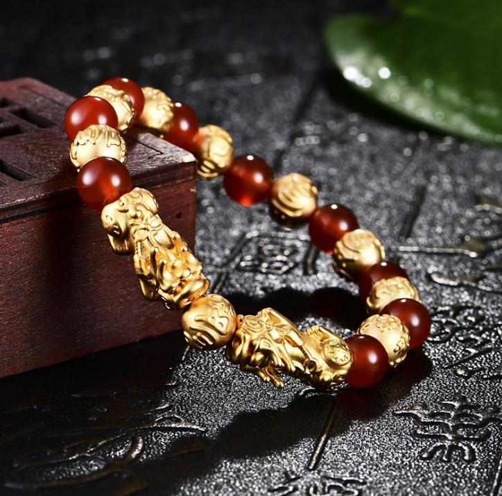 DOUBLE ABUNDANCE PI XIU & Red Onyx Feng Shui Bracelet