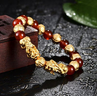 Thumbnail for DOUBLE ABUNDANCE PI XIU & Red Onyx Feng Shui Bracelet