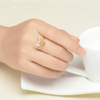 Thumbnail for 14k Gold Plated Silver CITRINE Gemstone Honey Bee WEALTH ATTRACTING Ring