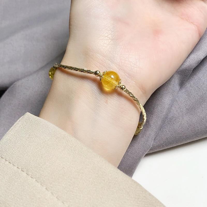 14k Plated 925 Sterling Silver & Natural CITRINE Stone 'BLISS' Bracelet