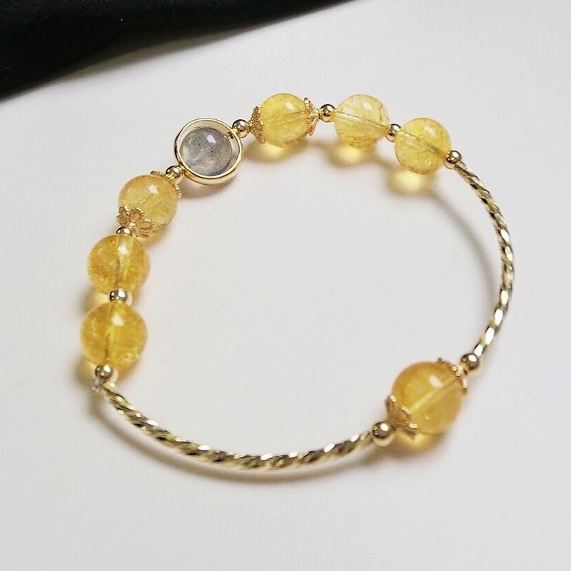 14k Plated 925 Sterling Silver & Natural CITRINE Stone 'BLISS' Bracelet