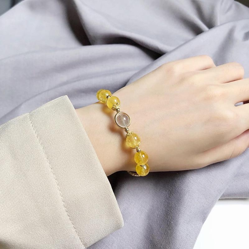 14k Plated 925 Sterling Silver & Natural CITRINE Stone 'BLISS' Bracelet