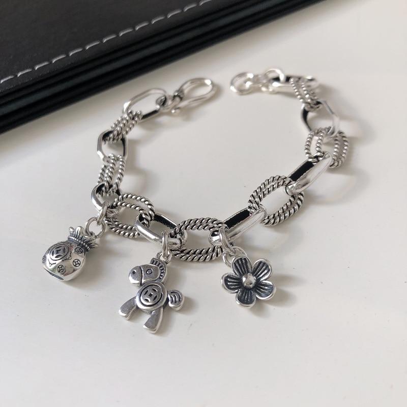 Thai Silver WIND HORSE & MONEY BAGS ' GOOD FORTUNE' Bracelet