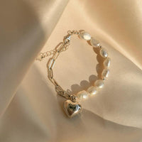 Thumbnail for THAI SILVER Freshwater Pearls & Love Heart Bracelet