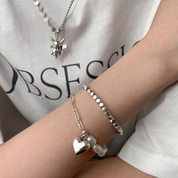 Thumbnail for THAI SILVER Freshwater Pearls & Love Heart Bracelet