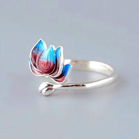 Thumbnail for THAI SILVER Dual Colored 'PROSPERITY' Lotus Ring