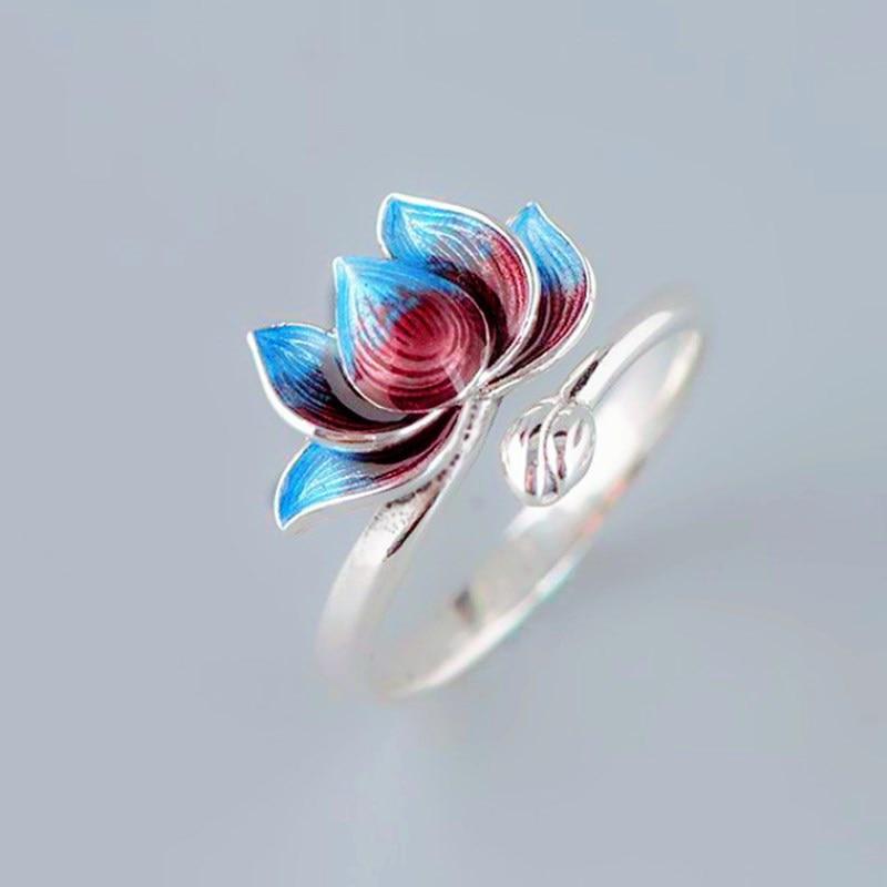 THAI SILVER Dual Colored 'PROSPERITY' Lotus Ring