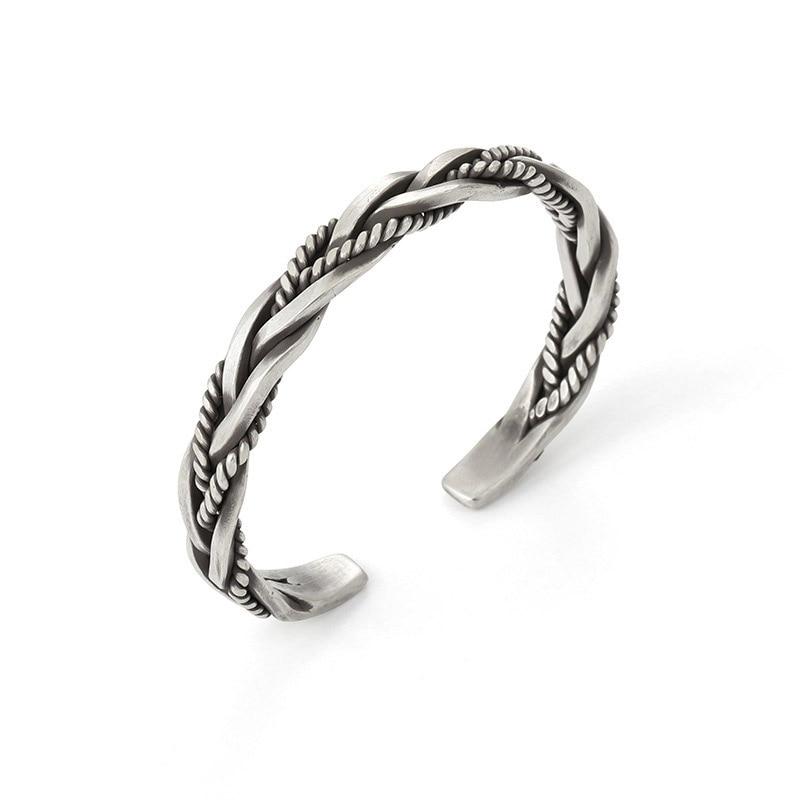 THAI SILVER Men's Braided Bangle