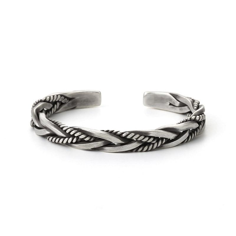 THAI SILVER Men's Braided Bangle