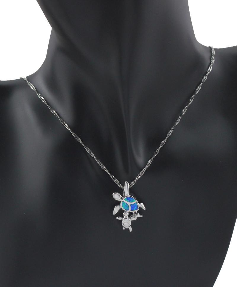 Mom and Baby Turtle Opal Necklace