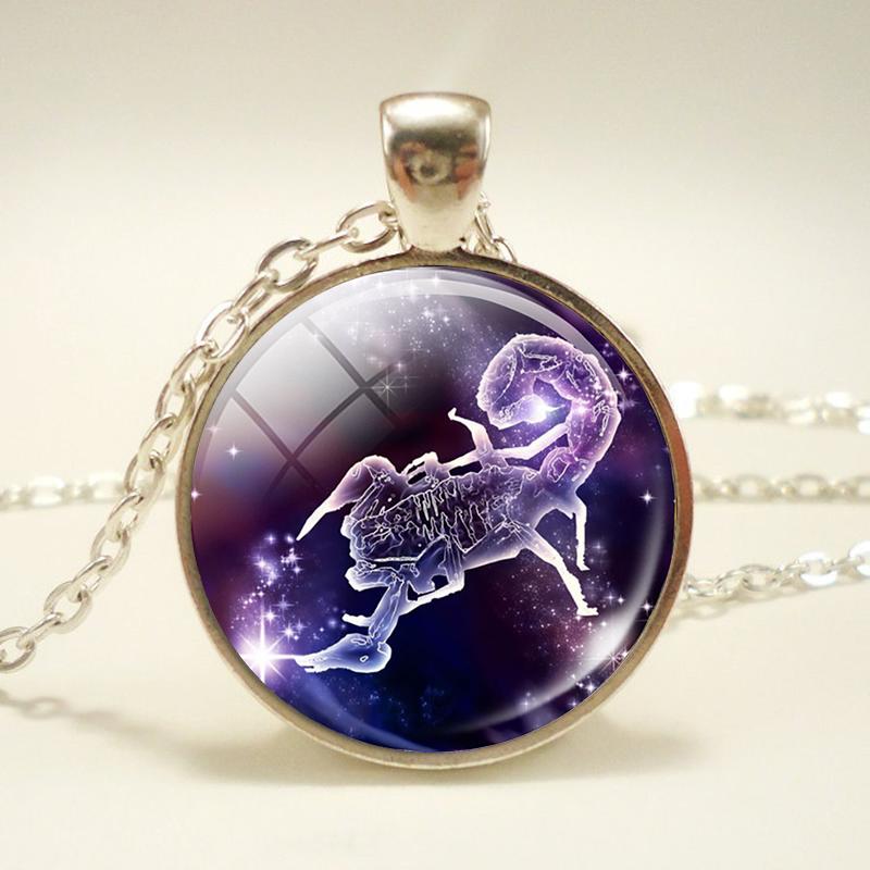 12 Constellation  Glass Dome Pendant Necklace