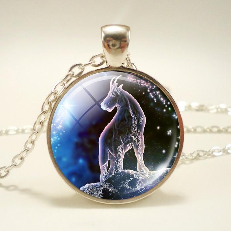 12 Constellation  Glass Dome Pendant Necklace