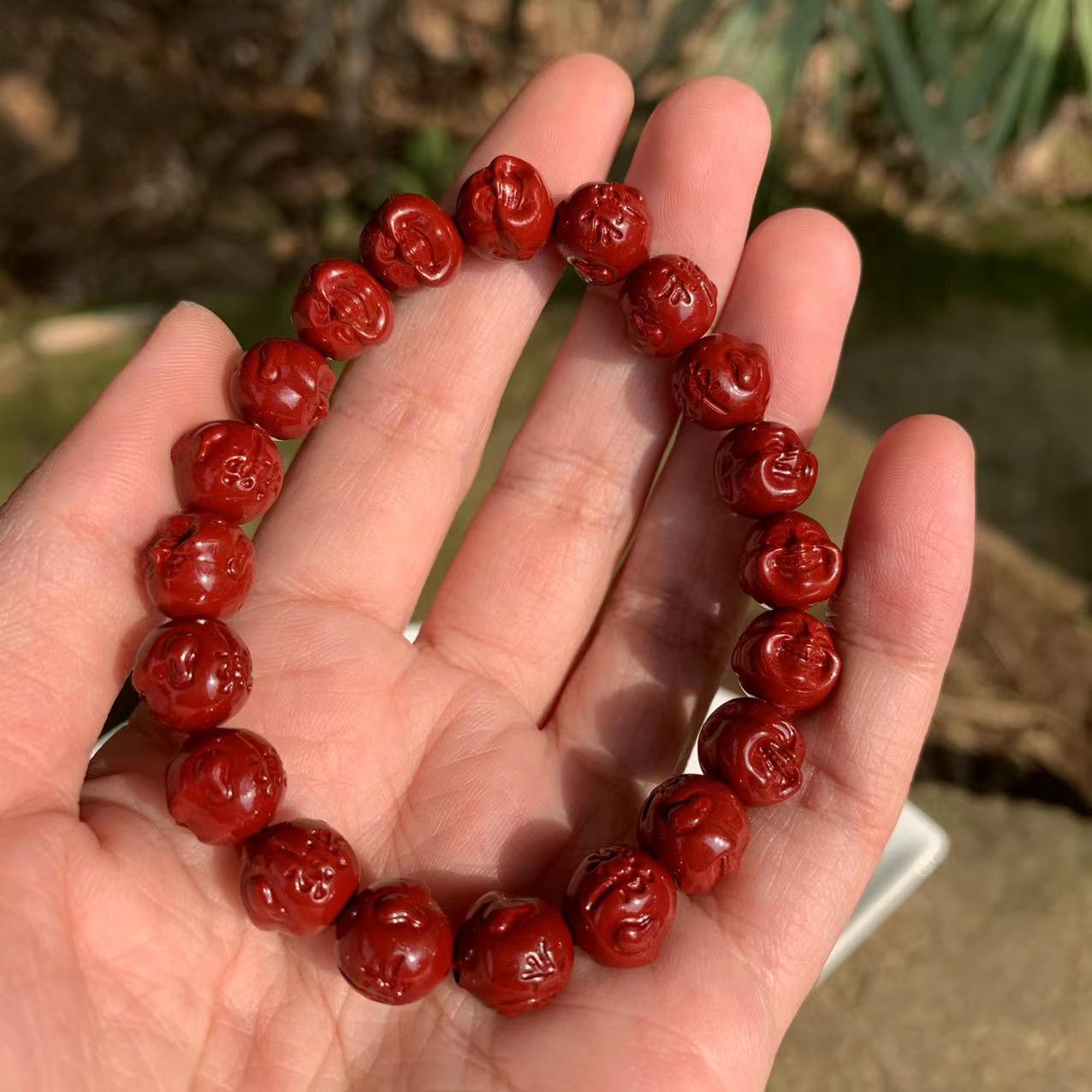 Auspicious Laughing Buddha 'PROSPERITY' Cinnabar Bracelet