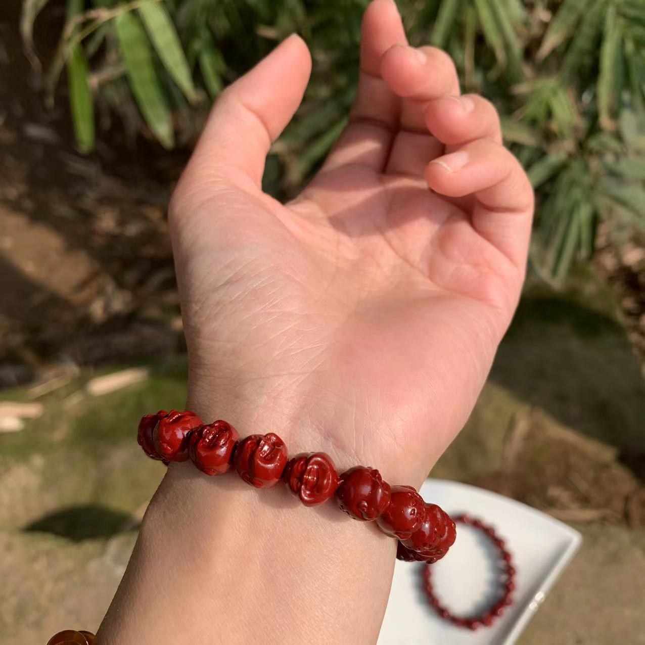 Auspicious Laughing Buddha 'PROSPERITY' Cinnabar Bracelet