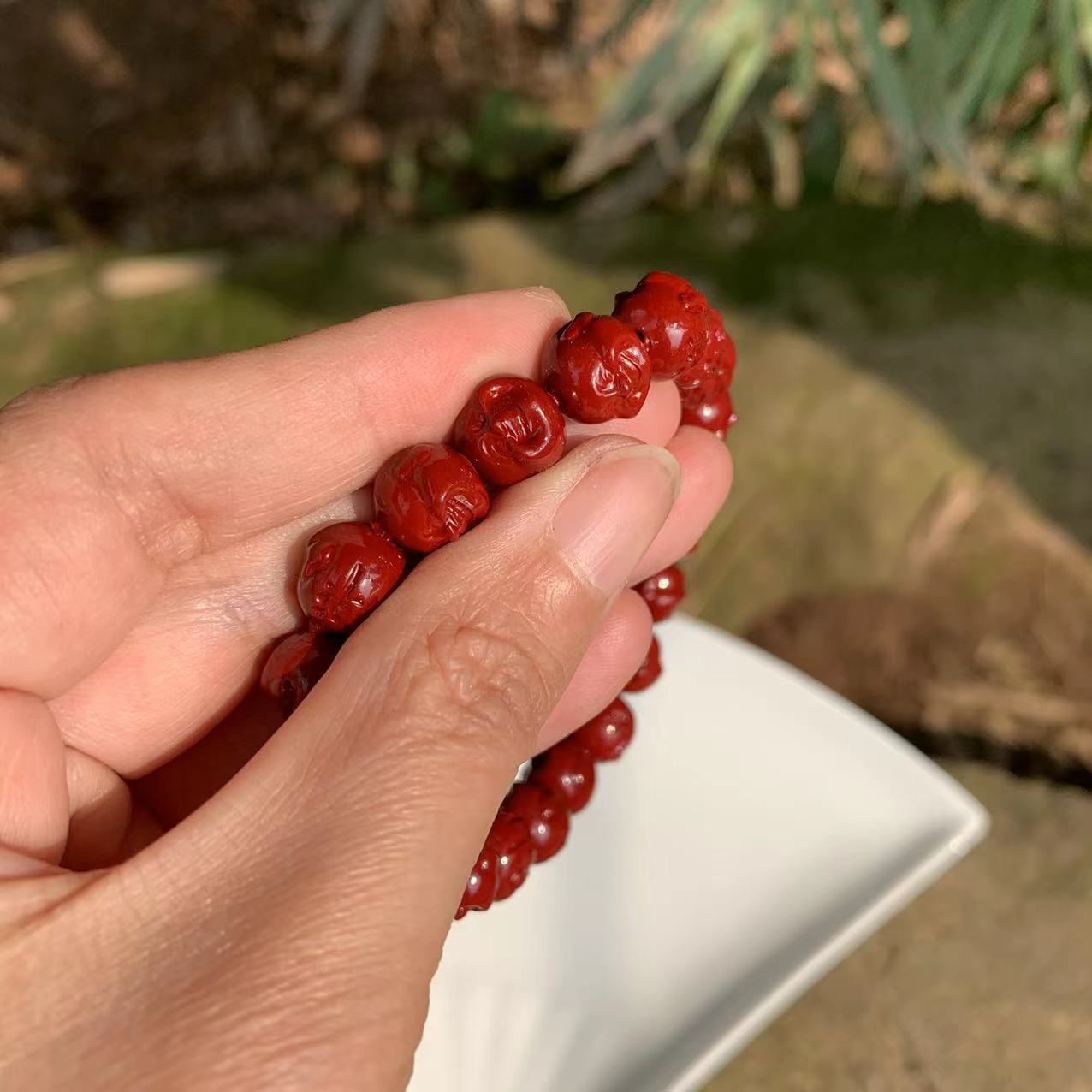 Auspicious Laughing Buddha 'PROSPERITY' Cinnabar Bracelet