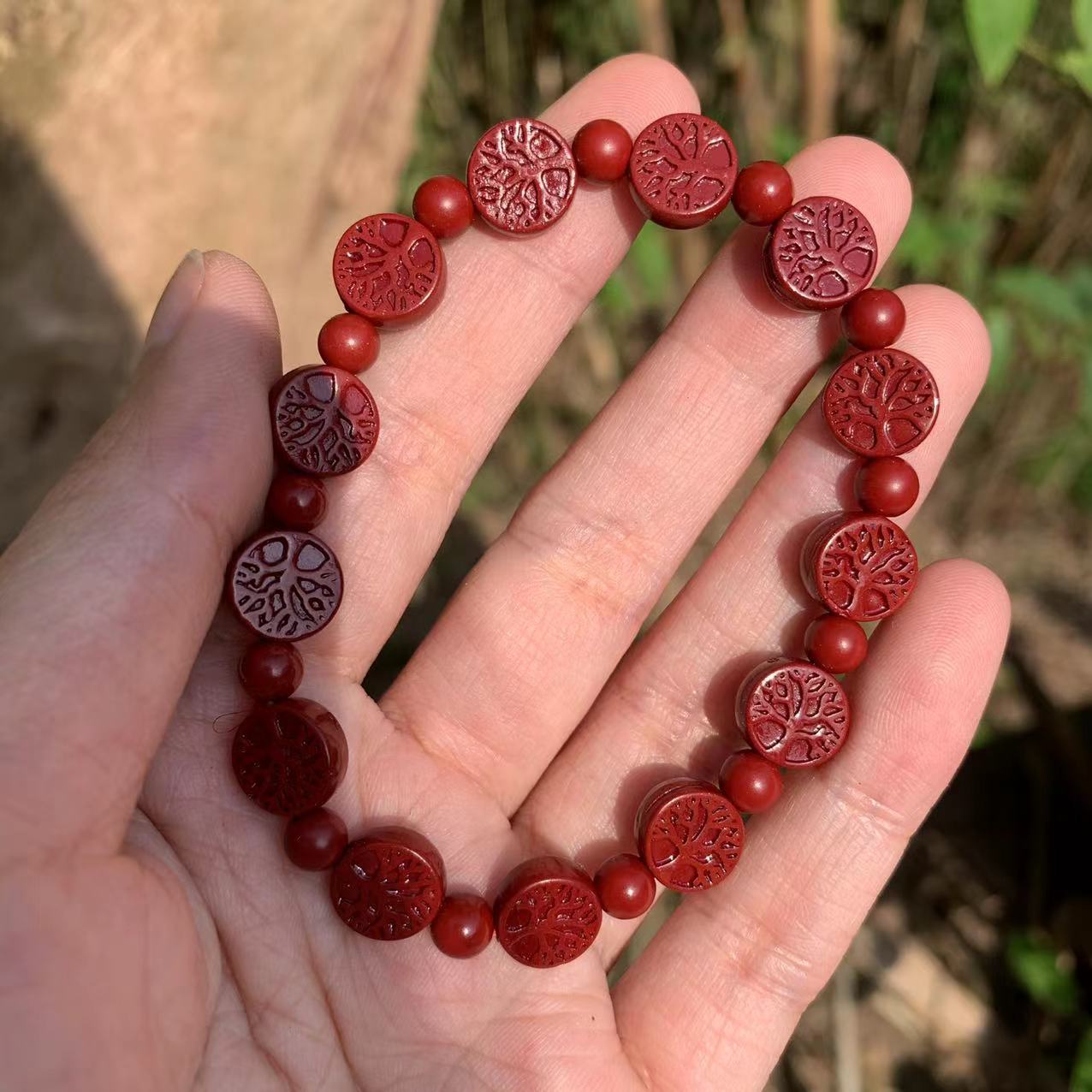 Natural Cinnabar Tree of Life 'WISDOM' Bracelet