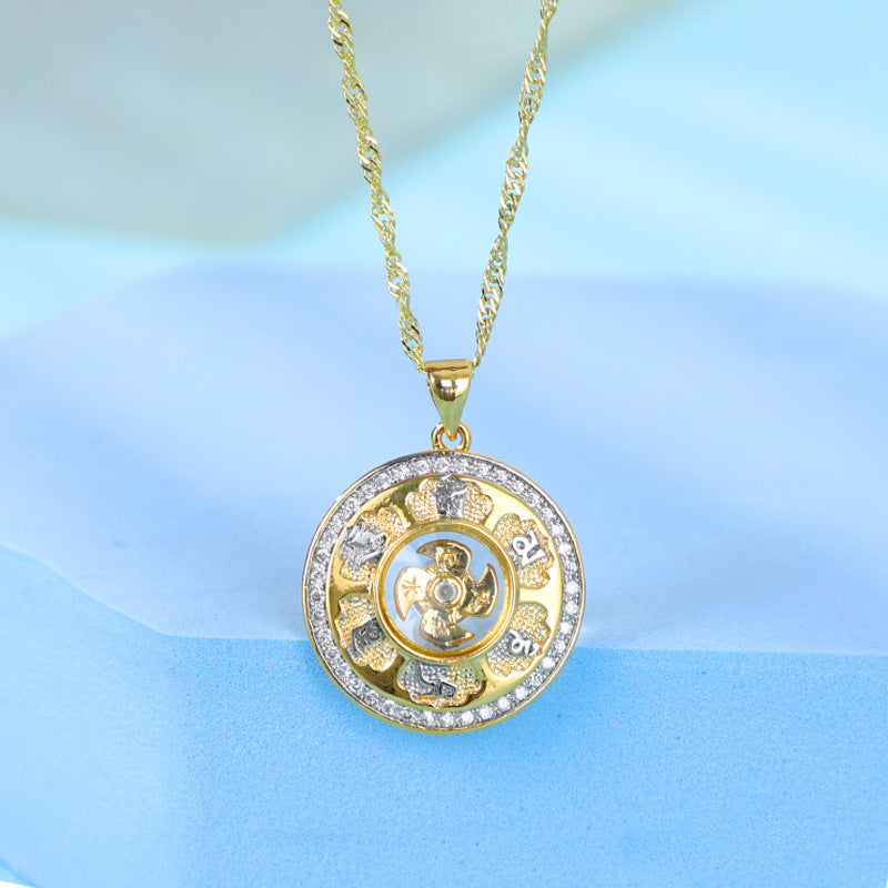 Gold Rotating Windmill Energy Feng Shui Lucky Necklace