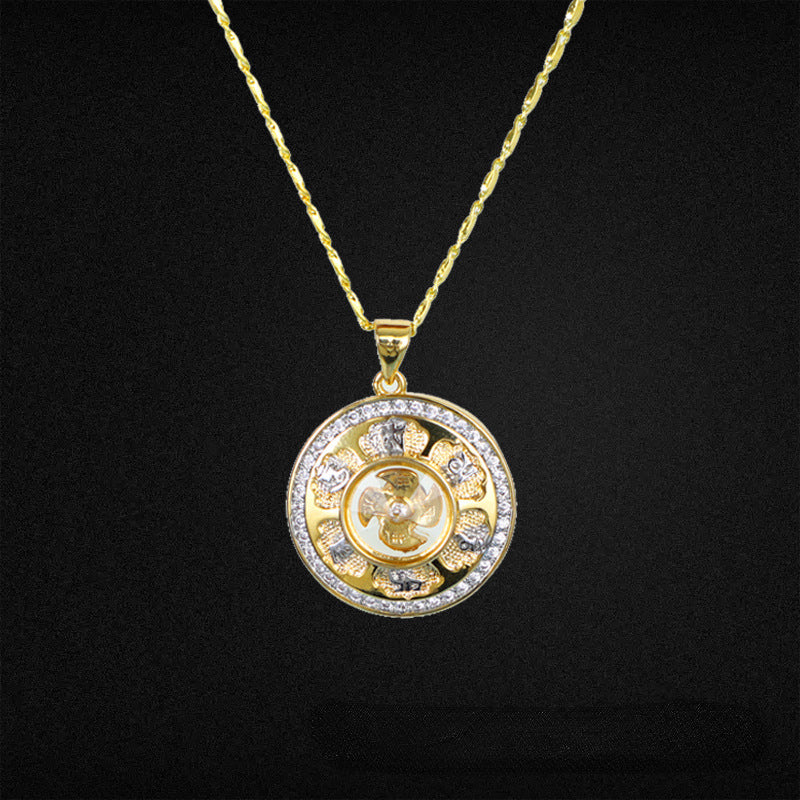Gold Rotating Windmill Energy Feng Shui Lucky Necklace