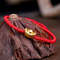 Thumbnail for Pure Silver +24k  FENG SHUI LUCKY GOLD INGOT & Red Rope Bracelet