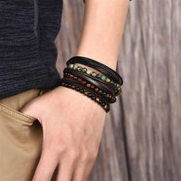 Thumbnail for Men's Multi-layer Titanium Steel, Leather & African Turquoise ' INSPIRE' Bracelet