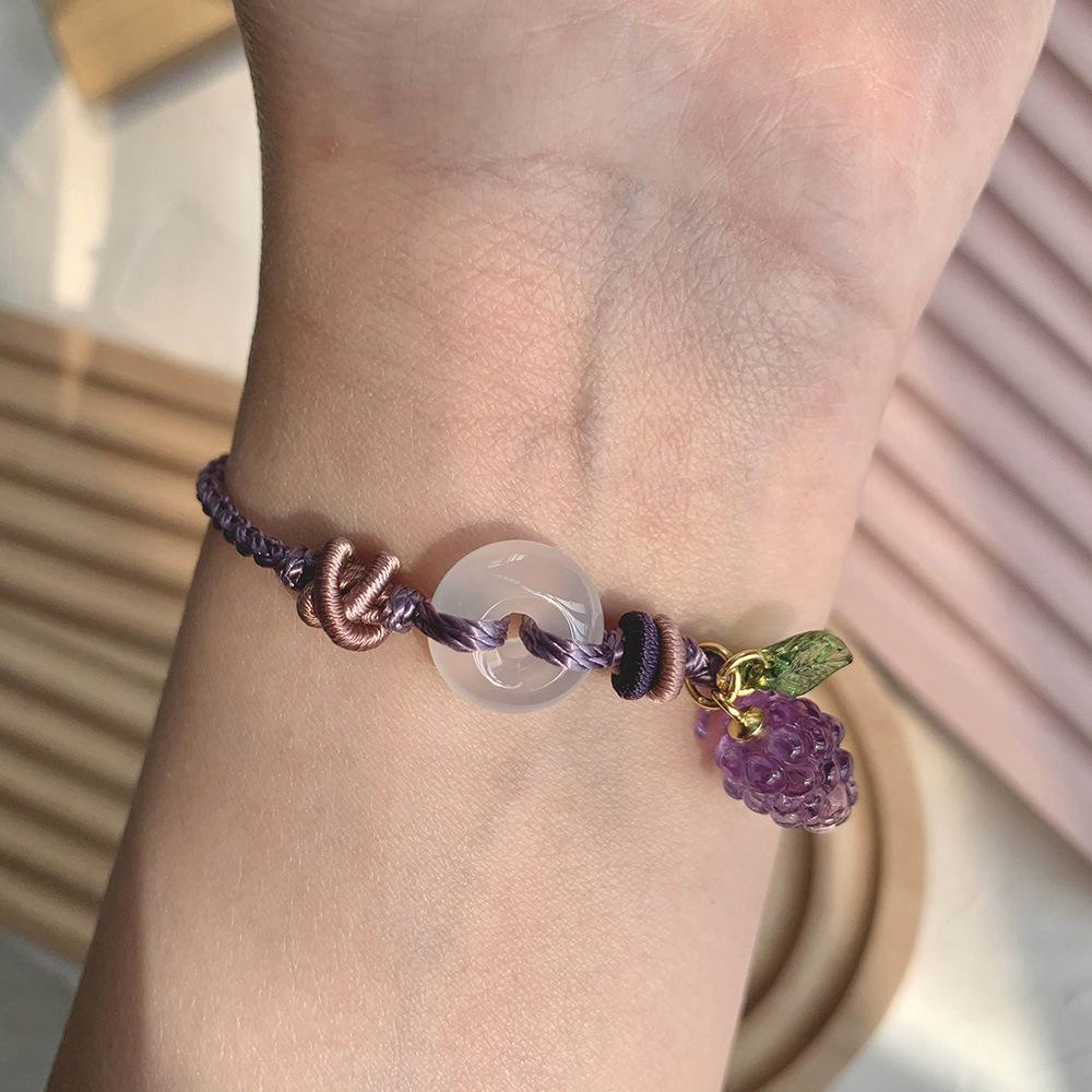 Natural Amethyst Grape & Chalcedony Rope Bracelet