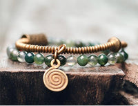 Thumbnail for Ethnic Tibetan Moss Agate Stone & Copper Bead NEW BEGINNINGS Bracelet