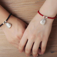 Thumbnail for Red Rope & Silver Lucky Lovers Tibetan Heart Sutra Bracelet