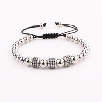 Thumbnail for Luxury CZ Pave ,Black/Silver/Gold Braided Stainless Steel 3pc  Bracelet Set