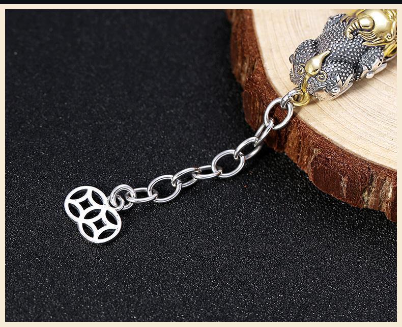 Ethnic Thai Silver Retro Money Pixiu Bracelet