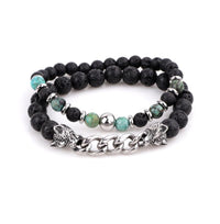 Thumbnail for Natural Stone & Stainless Steel  Double WOLF 'LOYALTY' 2 pc Bracelet Set -13 Styles